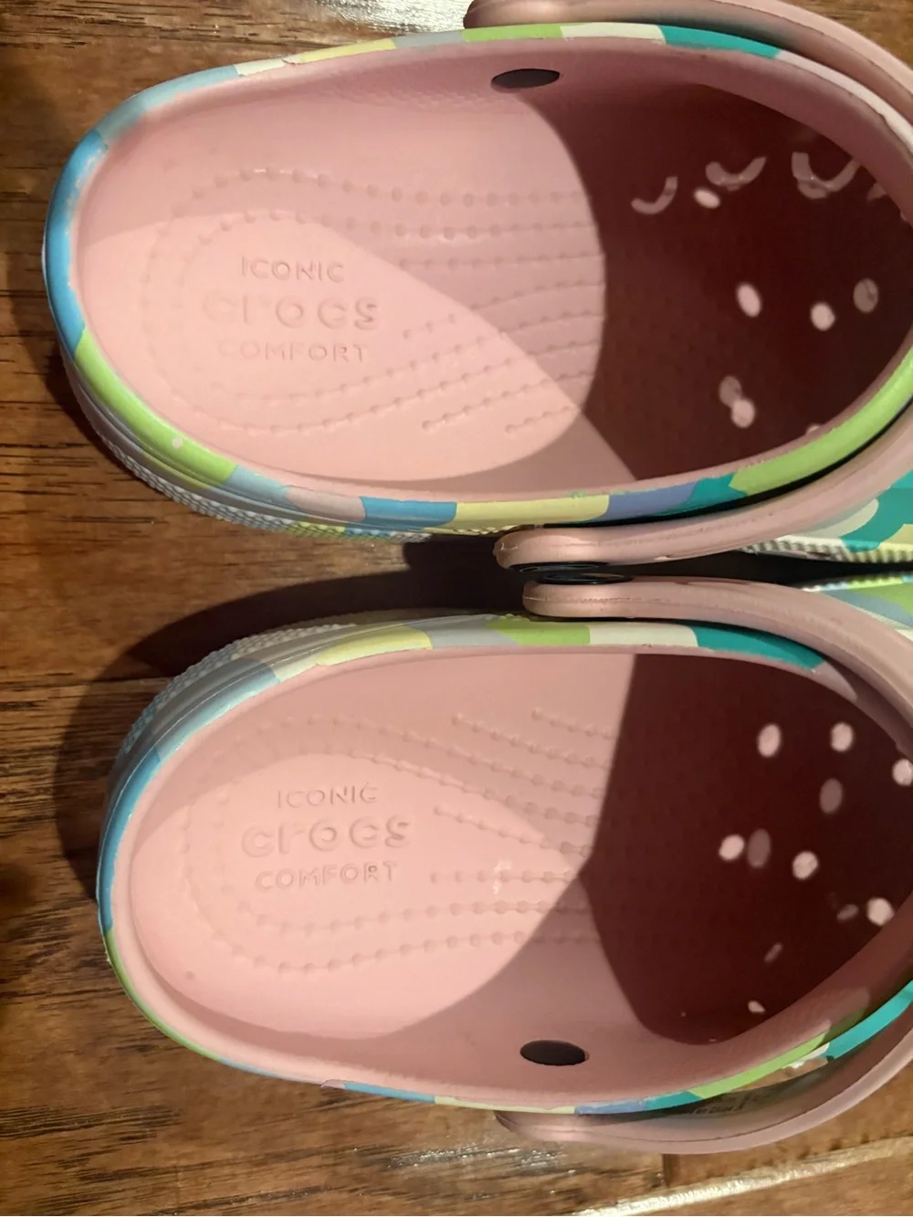 Girls Multicolor Pastel Crocs Baya With Jibbets size 3
